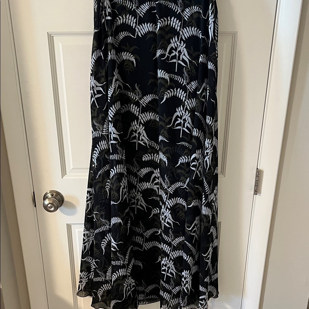 RACHEL Rachel Roy Black Flowy Botanical Print Sheer Overlay Maxi Skirt Size 4